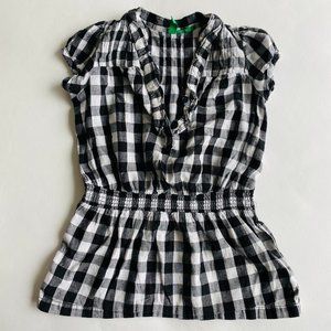 Toddler Girl Black/White Plaid Blouse